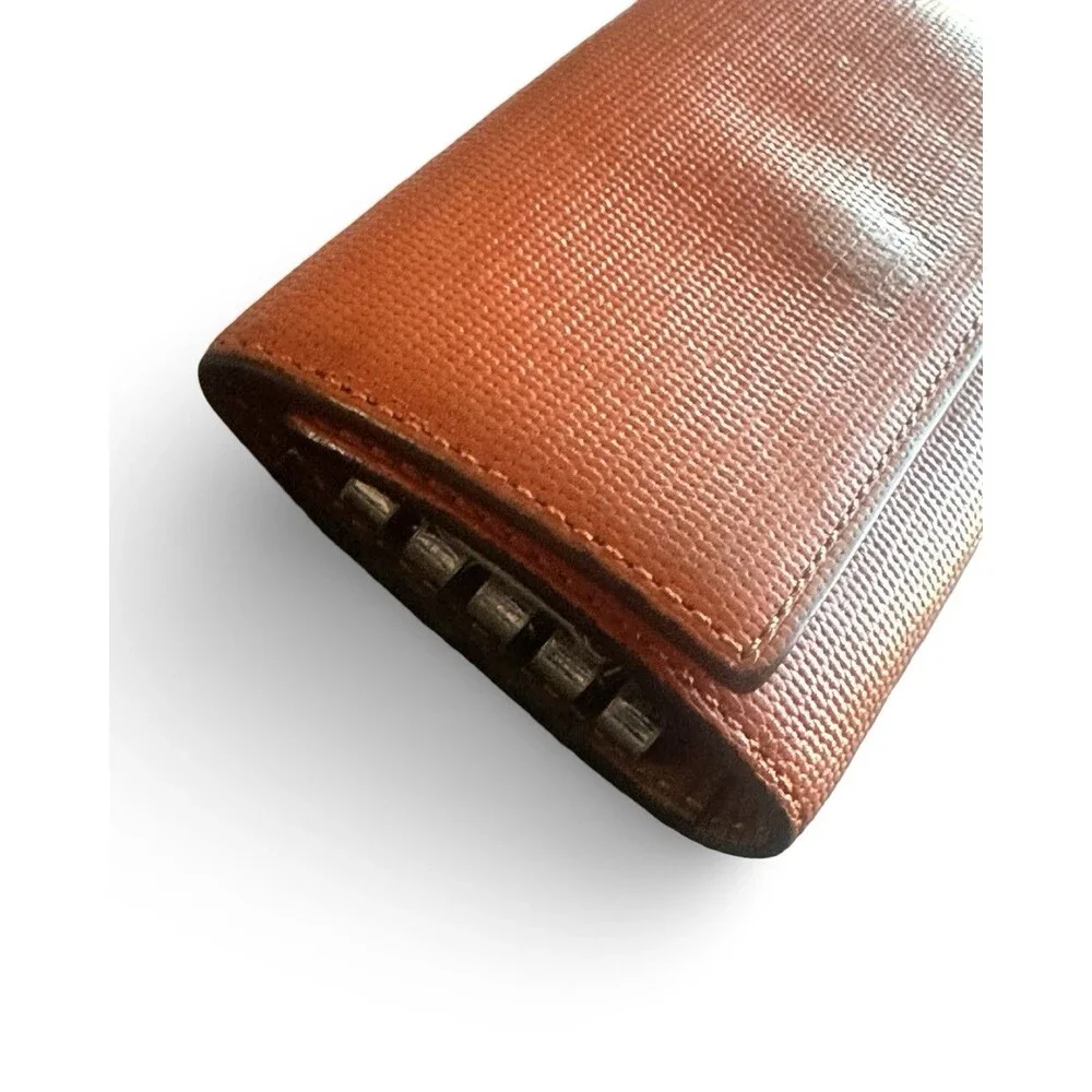 TAKEO KIKUCHI Japan Orange Leather Wallet Key Case Wallet - Good Preowned